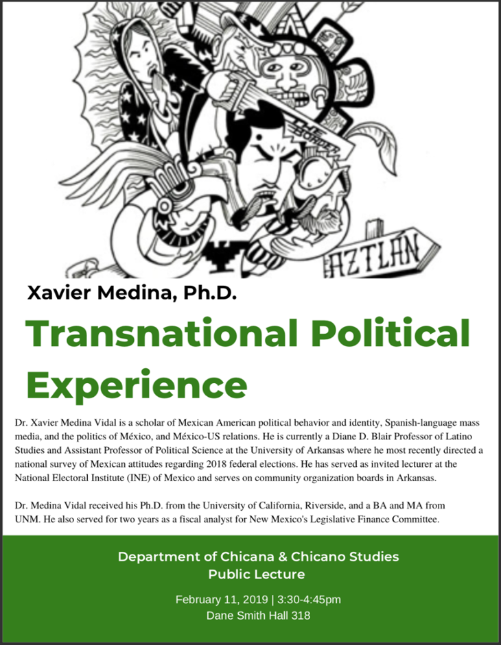 (LOCAL) Xavier Medina, Ph.D.: Transnational Political Experience (Department of Chicana & Chicano Studies Public Lecture) [article image]