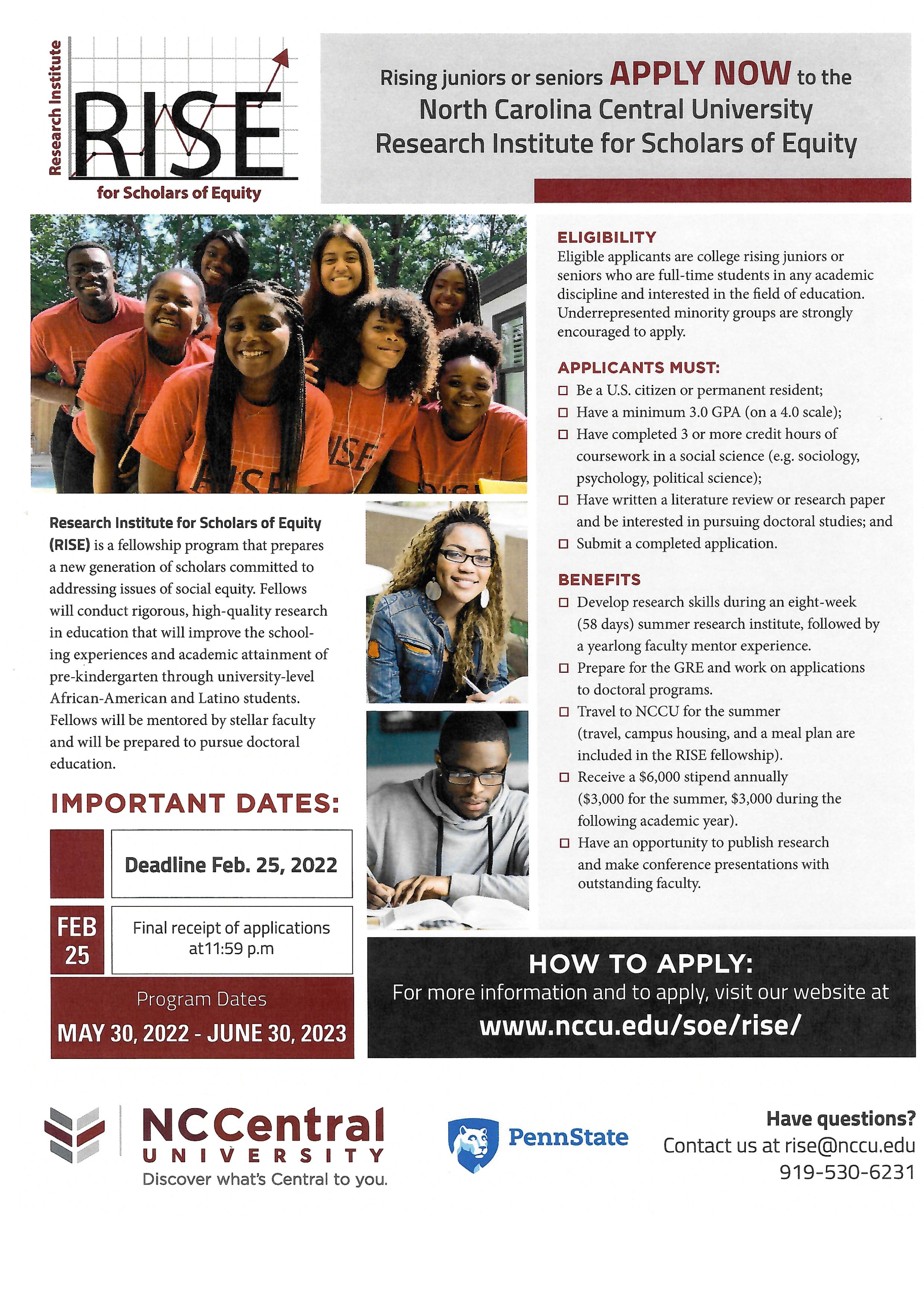 Research Institute for Scholars of Equity Fellowship (RISE): Call for Applications [article image]